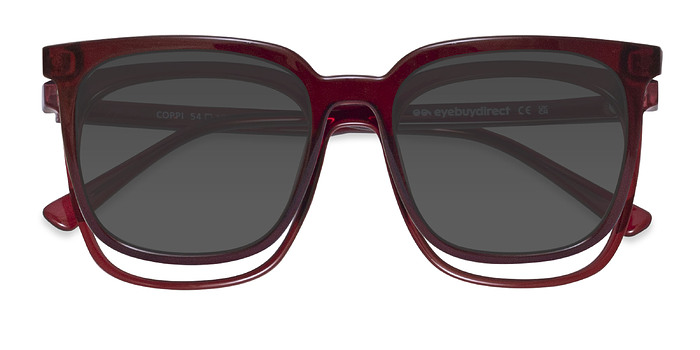Rouge Coppi Clip-On -  Plastique Lunettes de vue