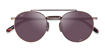 Or rose Ray-Ban Round Ii Titanium -  Titanium Lunettes de soleil