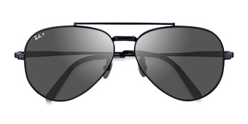 Shiny Black Ray-Ban RB8225 Aviator -  Titanium Lunettes de soleil