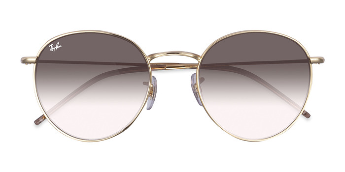Light Gold Ray-Ban Round Reverse -  Métal Lunettes de soleil