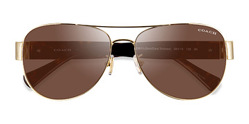 Gold Dark Tortoise Coach HC7059 L138 -  Métal Lunettes de soleil
