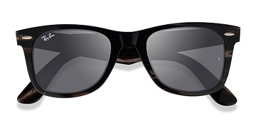 Polished Striped Gray Ray-Ban Wayfarer Change -  Acétate Lunettes de soleil