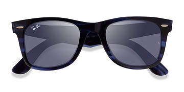 Polished Striped Blue Ray-Ban Wayfarer Change -  Acétate Lunettes de soleil