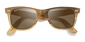 Photo Striped Brown Ray-Ban Wayfarer Change -  Acétate Lunettes de soleil