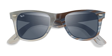 Photo Striped Light Blue Ray-Ban Wayfarer Change -  Acétate Lunettes de soleil