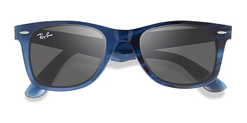 Photo Striped Blue Ray-Ban RB2140F Wayfarer Change -  Acétate Lunettes de soleil