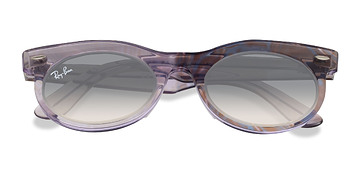 Photo Waves Purple Ray-Ban RB2242F Wayfarer Oval Change -  Acétate Lunettes de soleil