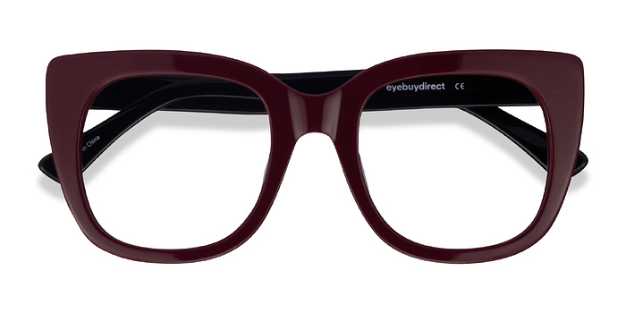 Burgundy & Black Unique -  Mode Acétate Lunettes de vue