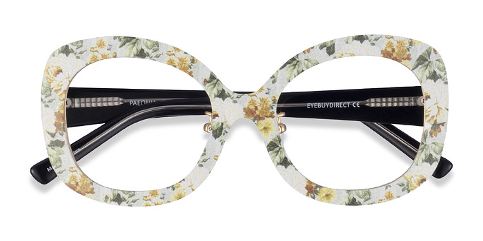 Yellow Floral Paeonia -  Métal Lunettes de vue