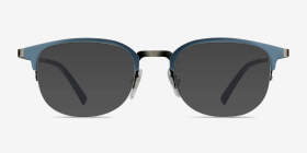 Axiom Bleu pâle Métal Montures de lunettes de vue d'EyeBuyDirect, with Tinted Lenses