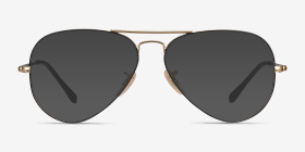 Ray-Ban RB6489 Aviator Black Gold Métal Montures de lunettes de vue d'EyeBuyDirect, with Tinted Lenses