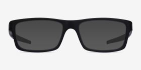 Oakley Currency Satin Black Plastique Montures de lunettes de vue d'EyeBuyDirect, with Tinted Lenses