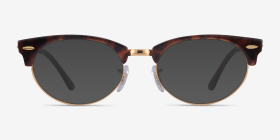 Ray-Ban Clubmaster Oval Tortoise & Gold Métal Montures de lunettes de vue d'EyeBuyDirect, with Tinted Lenses