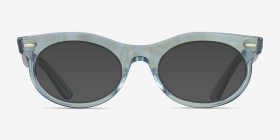 Ray-Ban RB2242VF Wayfarer Oval Change Photo Waves Azure Acétate Montures de lunettes de vue d'EyeBuyDirect, with Tinted Lenses