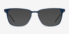 Slight Matte Navy Métal Montures de lunettes de vue d'EyeBuyDirect, with Tinted Lenses
