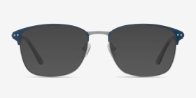 Arcadian Navy Silver Métal Montures de lunettes de vue d'EyeBuyDirect, with Tinted Lenses