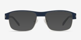 Wallace Matte Navy Métal Montures de lunettes de vue d'EyeBuyDirect, with Tinted Lenses