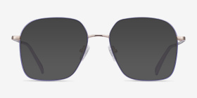 Arty Purple & Gold Métal Montures de lunettes de vue d'EyeBuyDirect, with Tinted Lenses