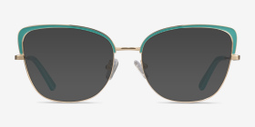 Marina Aqua Gold Métal Montures de lunettes de vue d'EyeBuyDirect, with Tinted Lenses