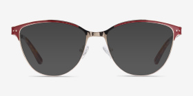 Rosa Red & Gold Métal Montures de lunettes de vue d'EyeBuyDirect, with Tinted Lenses