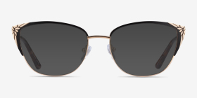 Ines Black Gold Métal Montures de lunettes de vue d'EyeBuyDirect, with Tinted Lenses