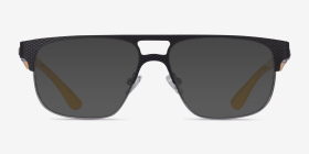 Cab Black Yellow Métal Montures de lunettes de vue d'EyeBuyDirect, with Tinted Lenses