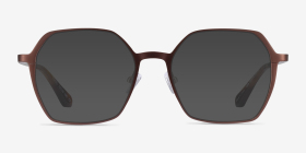 Turbo Matte Brown Aluminium-alloy Montures de lunettes de vue d'EyeBuyDirect, with Tinted Lenses