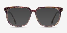 Capucine Red Floral Acétate Montures de lunettes de vue d'EyeBuyDirect, with Tinted Lenses