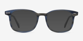 Lift Blue Striped Acétate Montures de lunettes de vue d'EyeBuyDirect, with Tinted Lenses