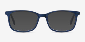 Botanist Navy Striped Acétate Montures de lunettes de vue d'EyeBuyDirect, with Tinted Lenses