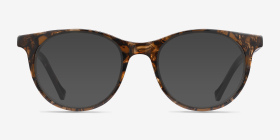 Delle Brown Floral Acétate Montures de lunettes de vue d'EyeBuyDirect, with Tinted Lenses