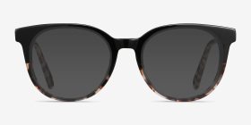 Rialto Black Tortoise Acétate Montures de lunettes de vue d'EyeBuyDirect, with Tinted Lenses