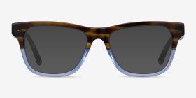 Feeling Brown Blue Acétate Montures de lunettes de vue d'EyeBuyDirect, with Tinted Lenses