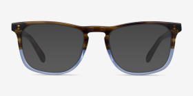 Found Brown Blue Acétate Montures de lunettes de vue d'EyeBuyDirect, with Tinted Lenses