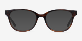 Patra Brown Striped Acétate Montures de lunettes de vue d'EyeBuyDirect, with Tinted Lenses