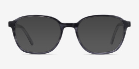 Efficient Black Striped Acétate Montures de lunettes de vue d'EyeBuyDirect, with Tinted Lenses