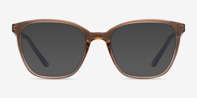 Identical Clear Brown & Blue Plastique Montures de lunettes de vue d'EyeBuyDirect, with Tinted Lenses