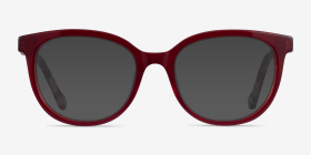 Popcorn Red Floral Acétate Montures de lunettes de vue d'EyeBuyDirect, with Tinted Lenses