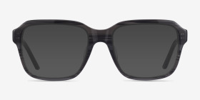 Neat Striped Gray Acétate Montures de lunettes de vue d'EyeBuyDirect, with Tinted Lenses