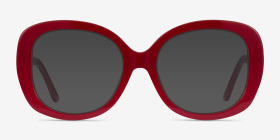 Tess Burgundy Acétate Montures de lunettes de vue d'EyeBuyDirect, with Tinted Lenses