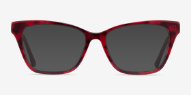 Jelly Red Tortoise Acétate Montures de lunettes de vue d'EyeBuyDirect, with Tinted Lenses