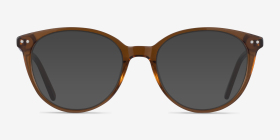Leonia Clear Brown Acétate Montures de lunettes de vue d'EyeBuyDirect, with Tinted Lenses