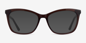 Rosie Marron foncé Acétate Montures de lunettes de vue d'EyeBuyDirect, with Tinted Lenses