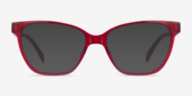 Almond Clear Red Plastique Montures de lunettes de vue d'EyeBuyDirect, with Tinted Lenses