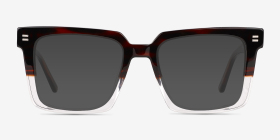 Vineyard Brown Clear Acétate Montures de lunettes de vue d'EyeBuyDirect, with Tinted Lenses