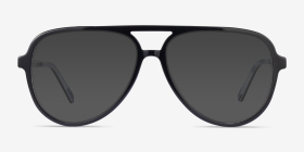 Loft Noir Acétate Montures de lunettes de vue d'EyeBuyDirect, with Tinted Lenses