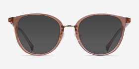 Shelby Clear Brown Acetate-metal Montures de lunettes de vue d'EyeBuyDirect, with Tinted Lenses