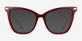 Domy Burgundy Acetate-metal Montures de lunettes de vue d'EyeBuyDirect, with Tinted Lenses