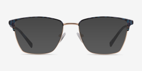 Moore Blue Tortoise Gold Métal Montures de lunettes de vue d'EyeBuyDirect, with Tinted Lenses