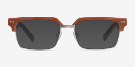 Byron Brown Silver Métal Montures de lunettes de vue d'EyeBuyDirect, with Tinted Lenses